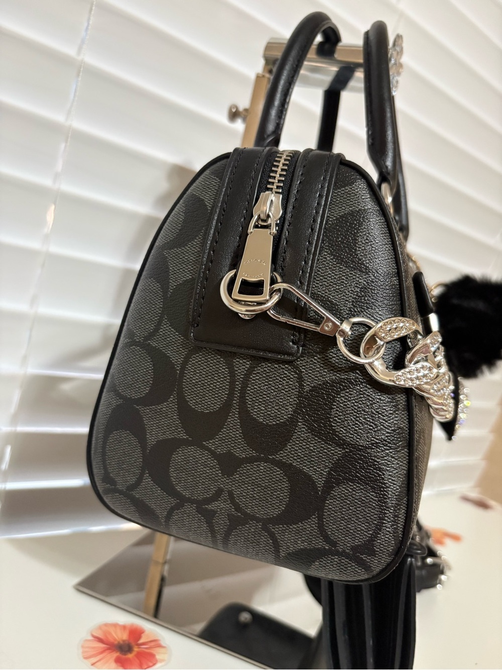 Coach Black Signature Canvas Rowan Satchel With Matching Wallet - Picture 2 of 12